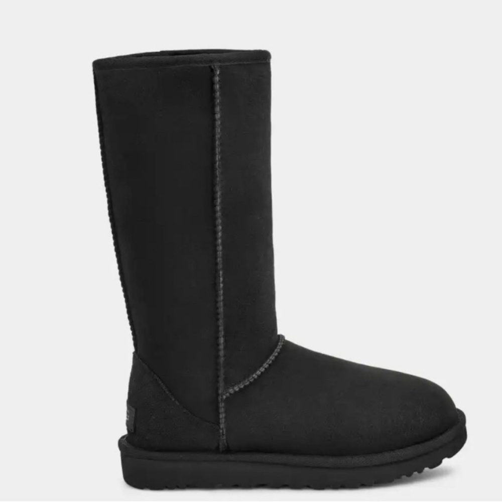 Tall Black Ugg boots. Excellent condition.  Hardly used. Fur is fluffy and clean